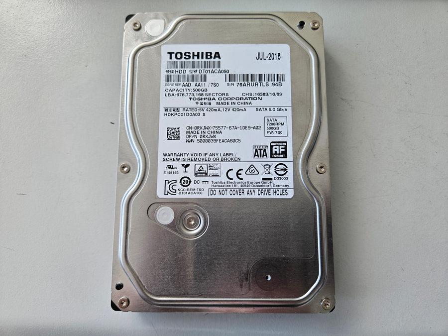Toshiba Dell 500GB 7200RPM SATA 3.5" HDD ( DT01ACA050 HDKPC01D0A03 0RXJWX ) REF