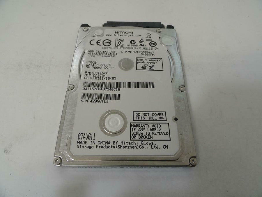 Hitachi 250GB SATA 5400rpm 2.5in HDD ( 0J11522 HTS543225A7A384 H2T250854S7 ) REF