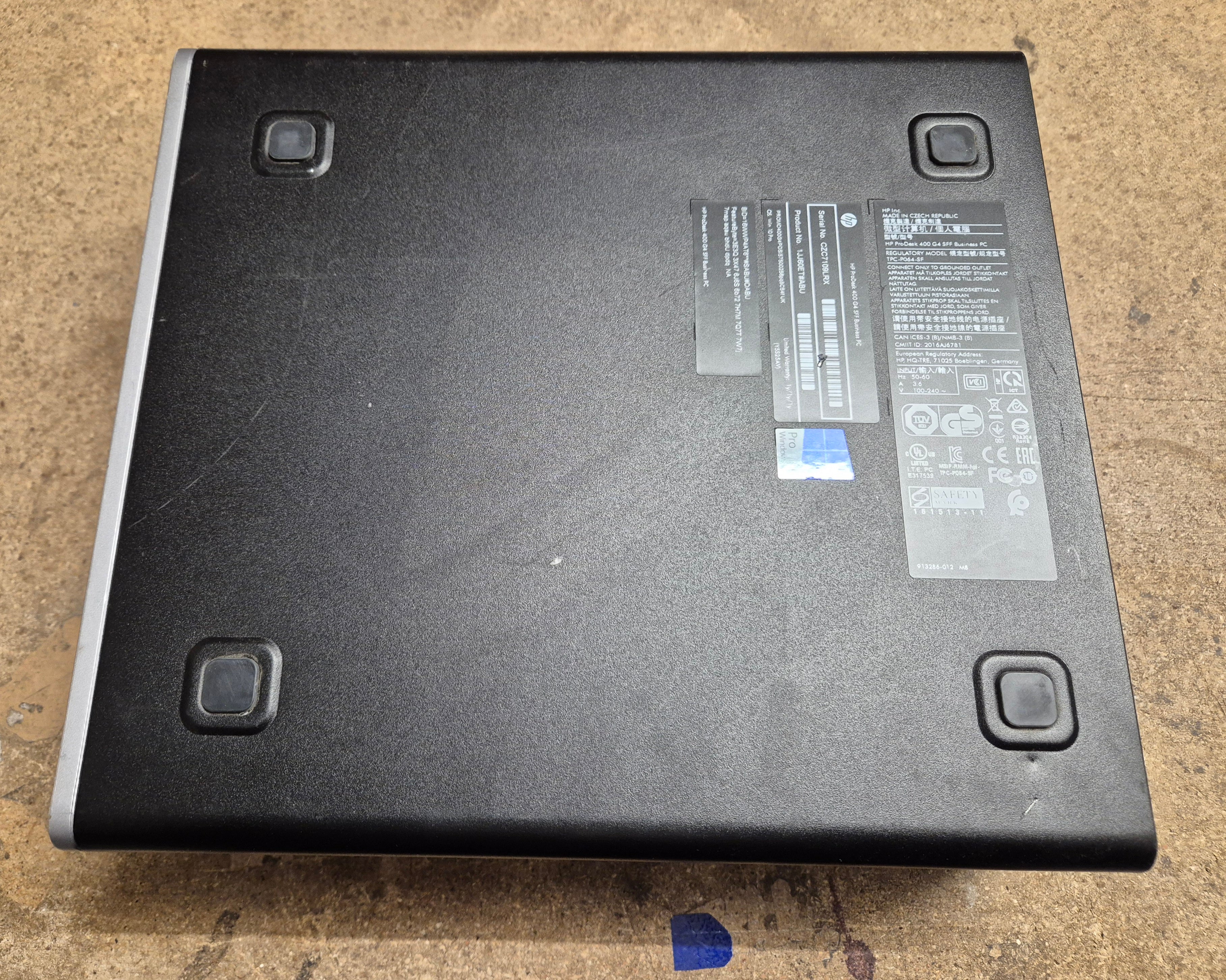 HP ProDesk 400 G4 SFF 250GB SSD DVD 8GB RAM i5-7500 3.4GHz Win10 PC ( 1JJ60ET#ABU ) USED