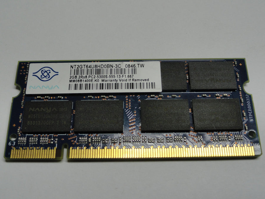 PC2-5300S-555-13-F1.667 - Nanya 2GB 200p PC2-5300 CL5 DDR2-667 SODIMM Memory Module - Refurbished