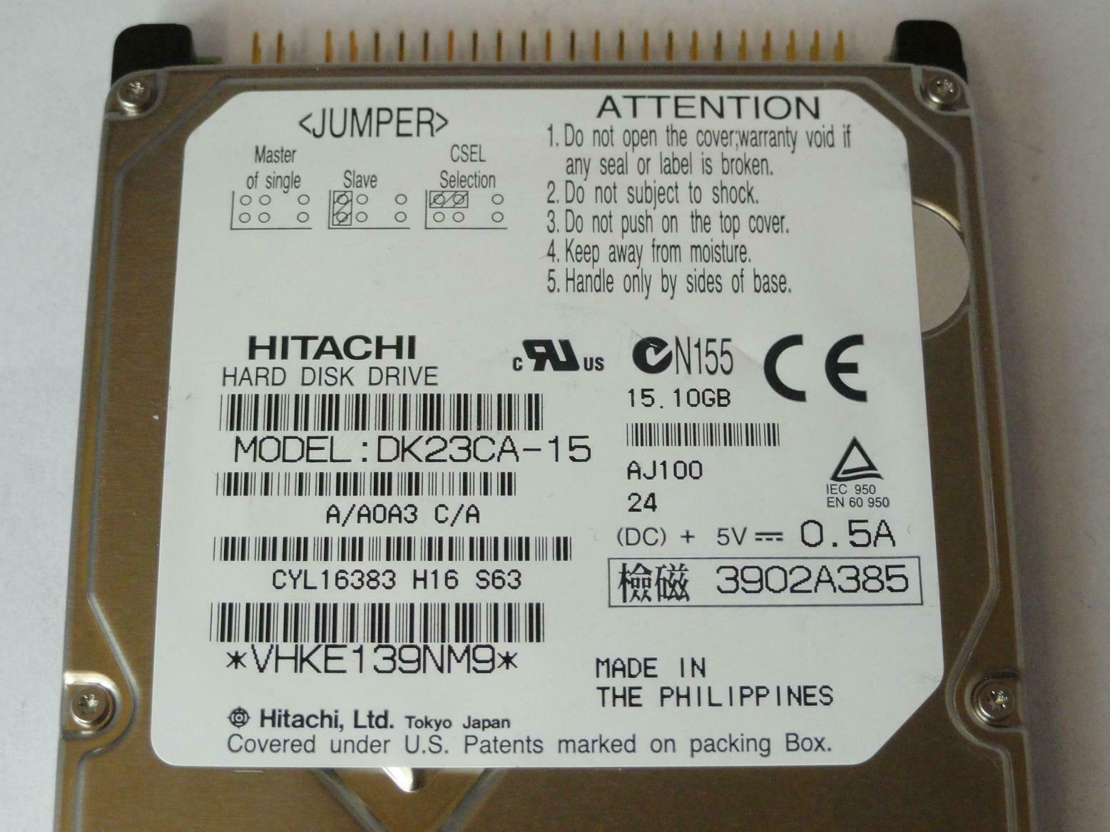 Hitachi 15GB IDE 4200rpm 2.5in HDD ( DK23CA-15 ) REF