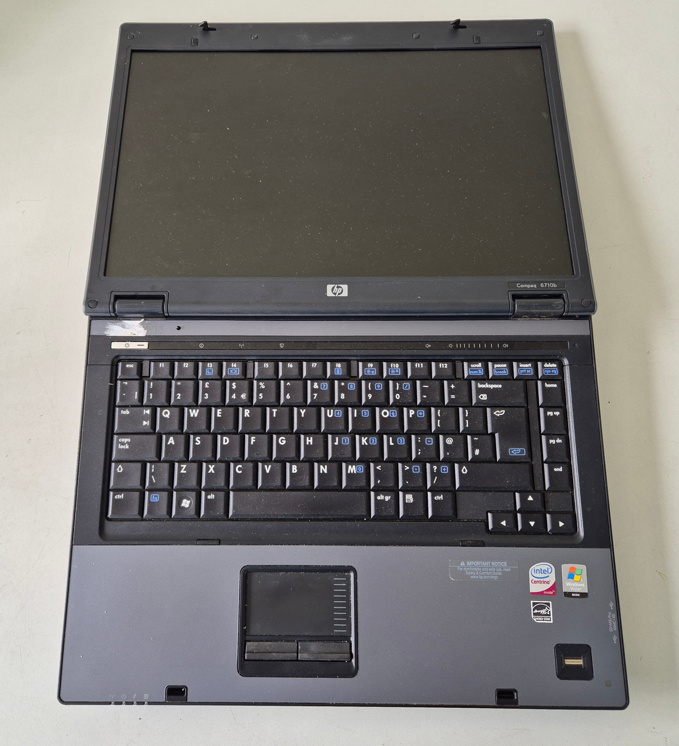 HP Compaq 6710b 120GB HD 1GB RAM Core 2 Duo 2.1GHz WinVista NO BATTERY ( KE120ET#ABU ) USED