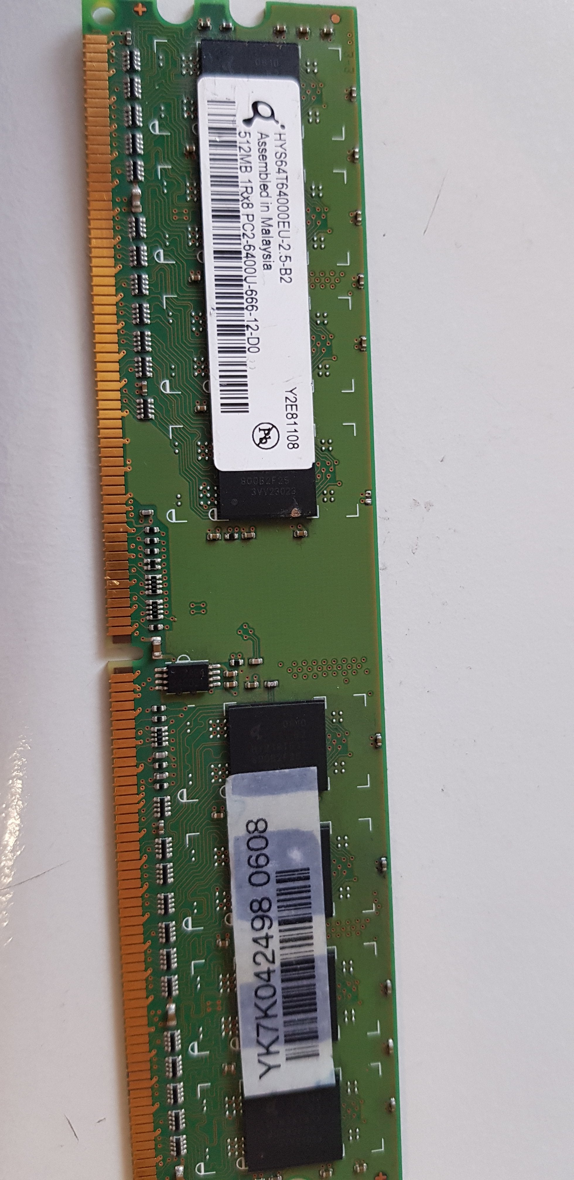 Qimonda 512MB 1Rx8 PC2-6400U 800MHz DDR2 SDRAM Memory Module HYS64T64000EU-2.5-B2