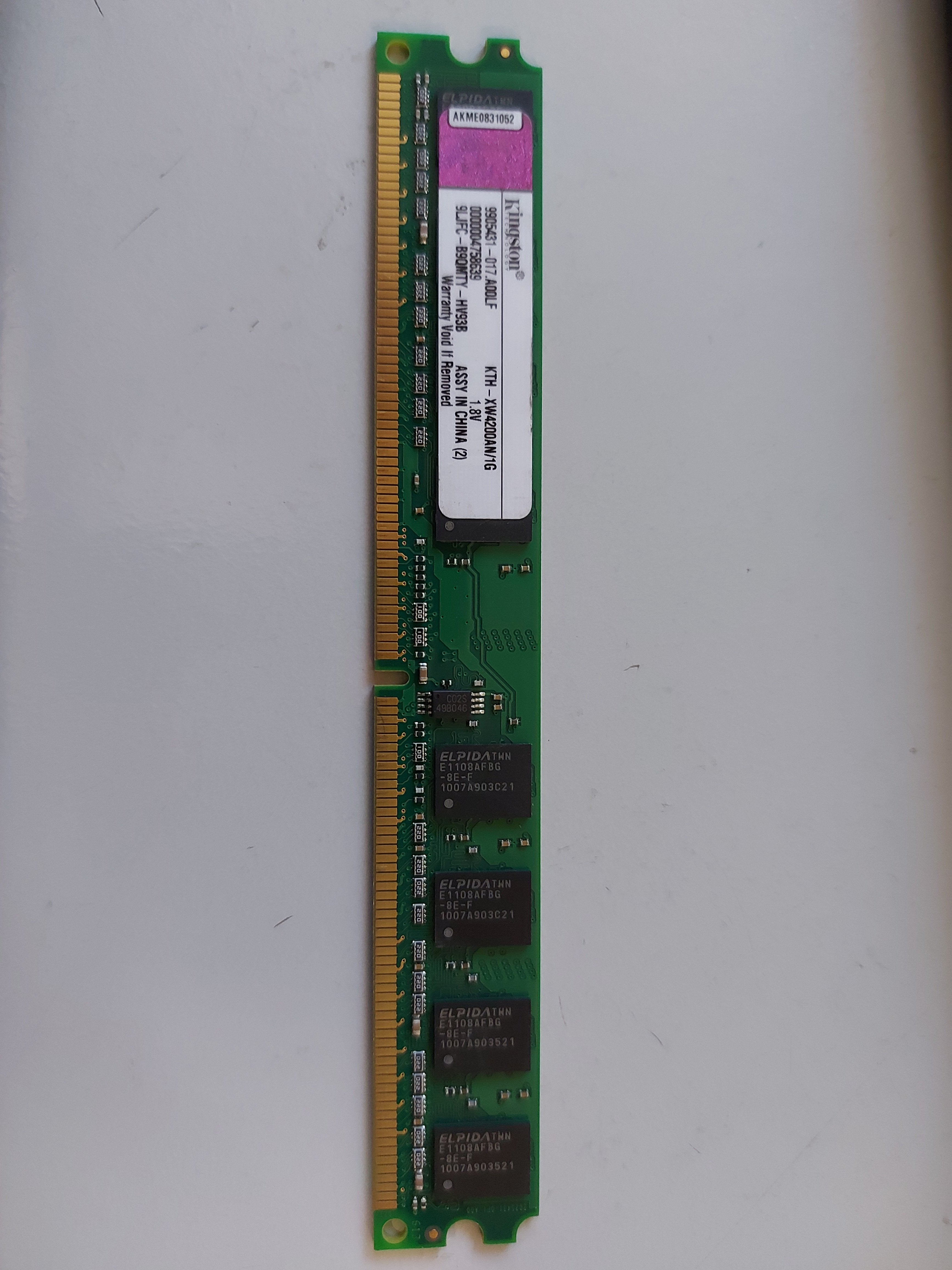Kingston 1GB PC2-4200 DDR2-533 NONECC CL4 240P KTH-XW4200AN/1G 9905431-017.A00LF