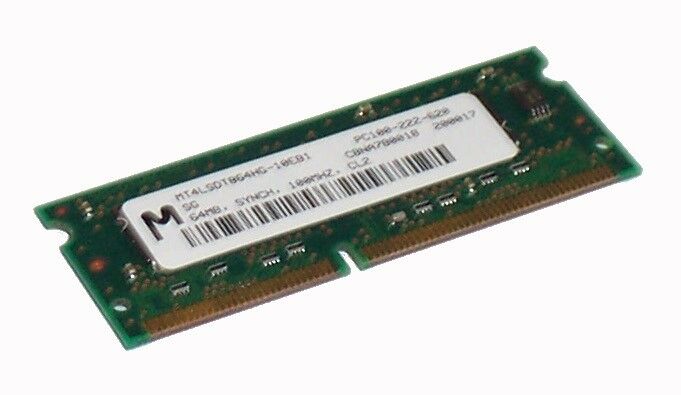 Micron 64MB PC100 100MHz non-ECC Unbuffered CL2 144-Pin SDRAM SoDimm ( MT4LSDT864HG-10EB1 ) REF