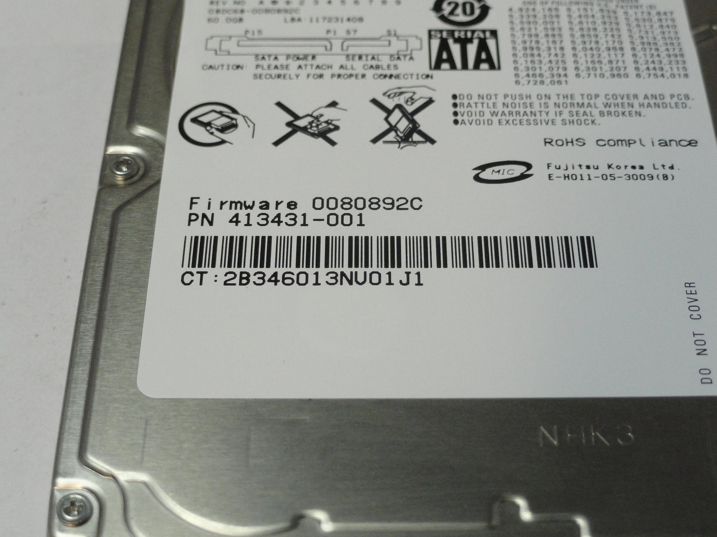 PR20184_CA06672-B25100C1_Fujitsu HP 60Gb SATA 5400rpm 2.5in HDD - Image3