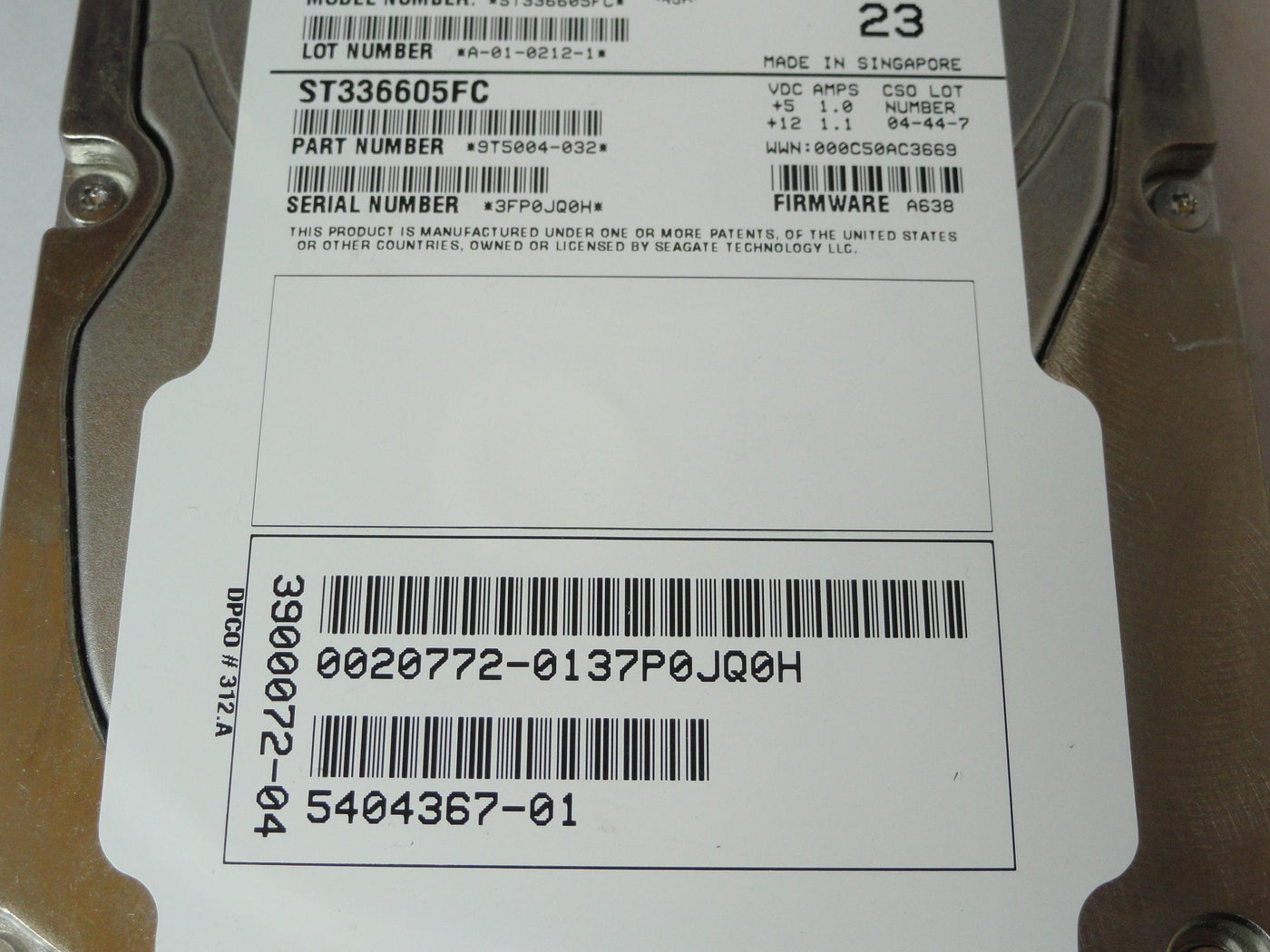 PR22596_9T5004-032_Seagate SUN 36Gb Fibre Channel 10Krpm 3.5in HDD - Image2