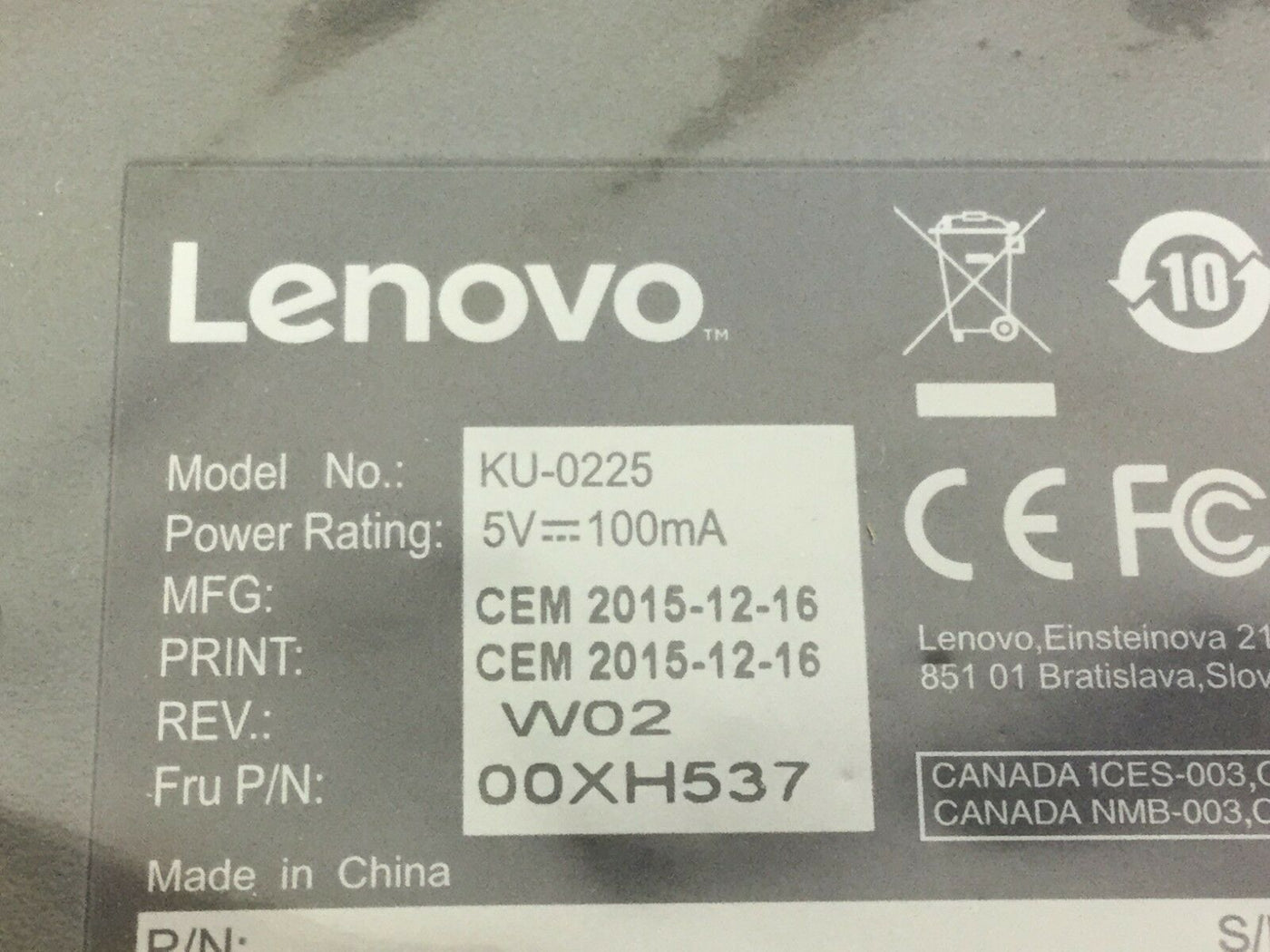 Lenovo  W02 Wired Preferred Pro Full Size USB Keyboard (SD50K28575 00XH537 NOB)