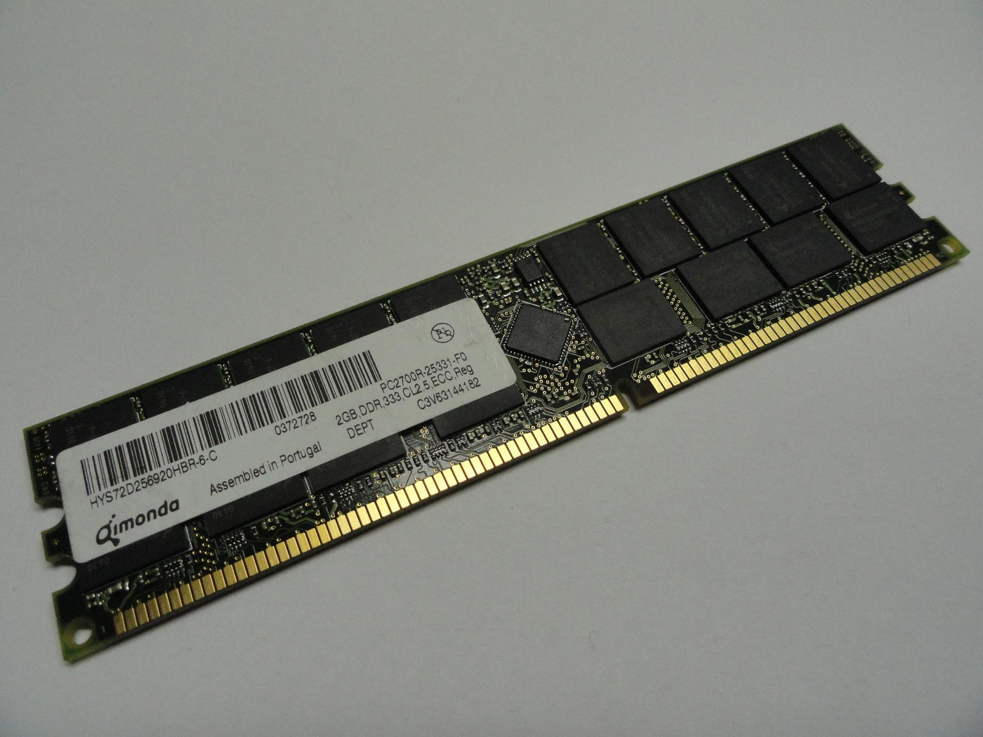 PC2700R-25331-F0 - Qimonda 2GB 184p PC2700 CL2.5 DDR333 ECC RDIMM Memory Module - Refurbished