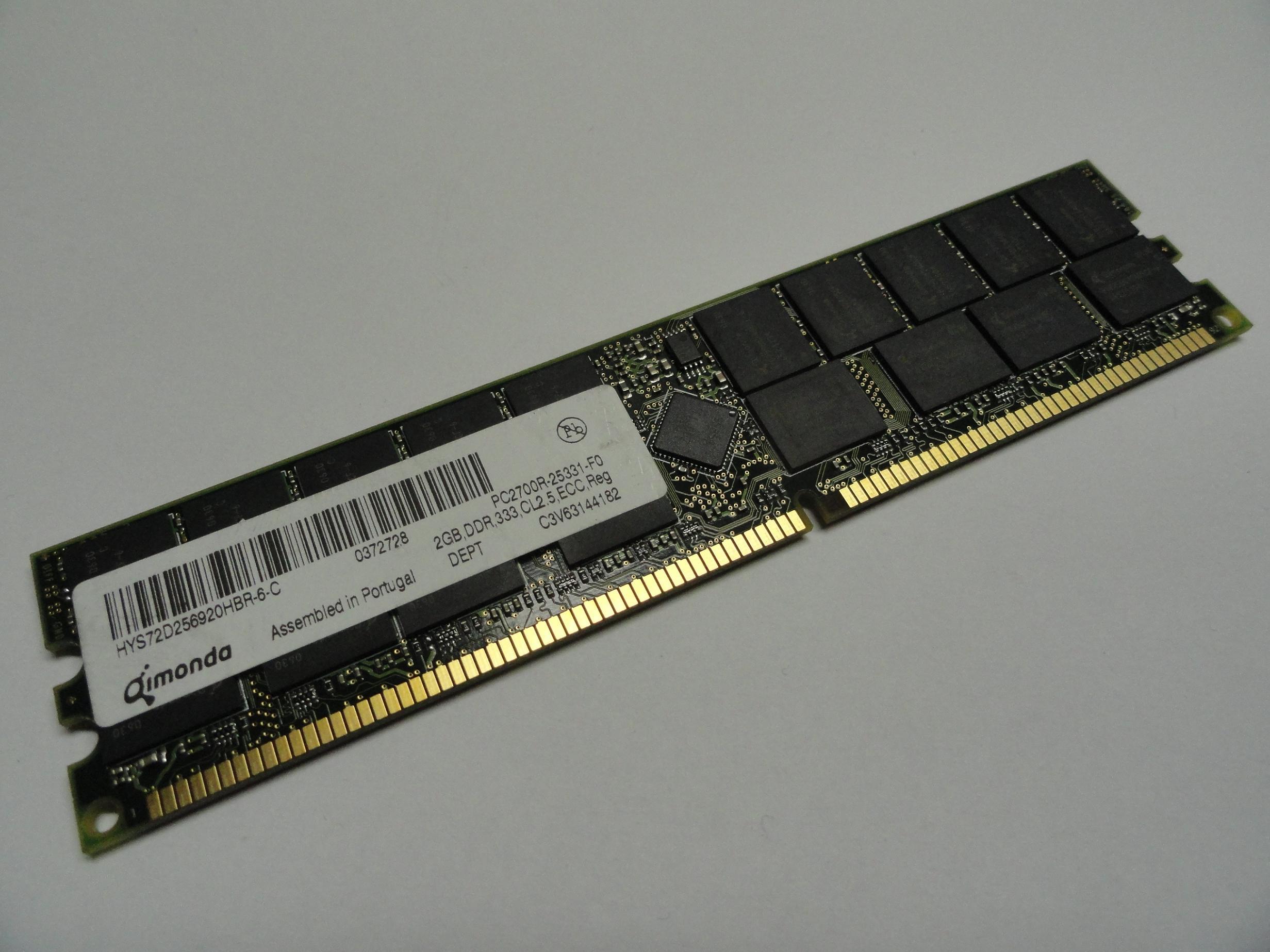 PC2700R-25331-F0 - Qimonda 2GB 184p PC2700 CL2.5 DDR333 ECC RDIMM Memory Module - Refurbished