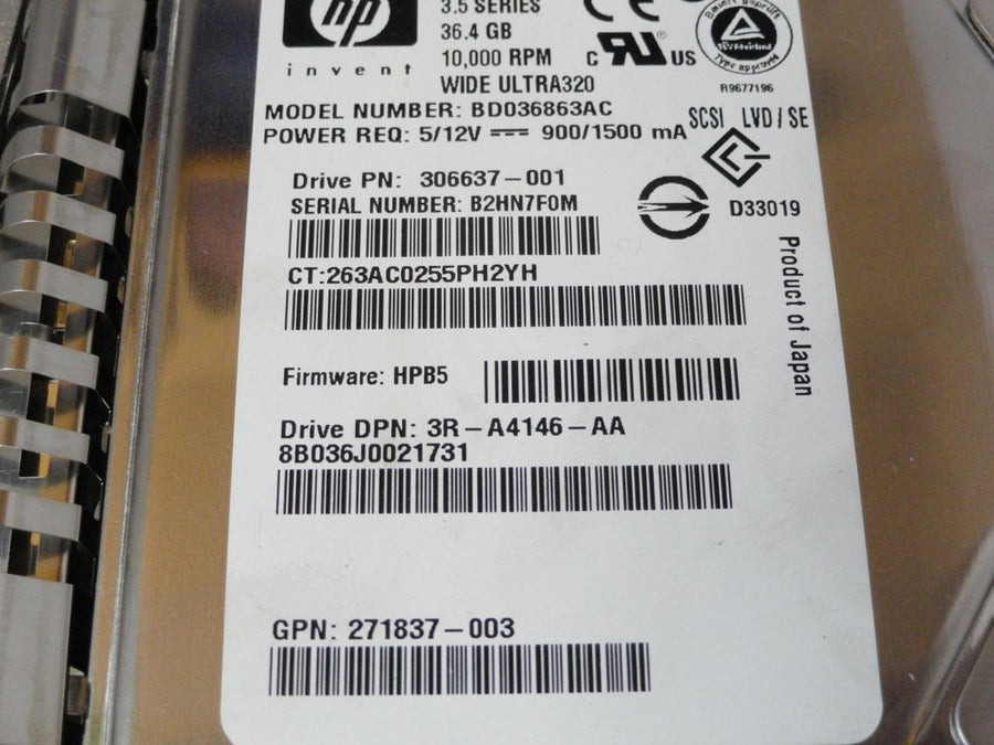 PR21686_8B036J0_Maxtor HP 36GB SCSI 80 Pin 10Krpm 3.5in HDD - Image2