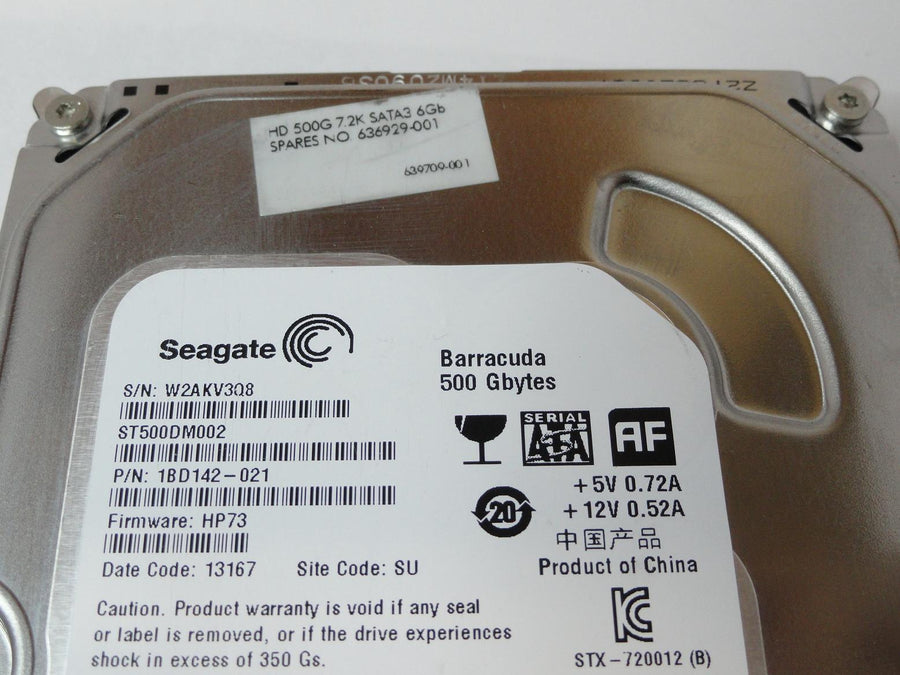 Seagate HP 500GB SATA 7200rpm 3.5in HDD ( 1BD142-023 ST500DM002 680207-002 ) REF