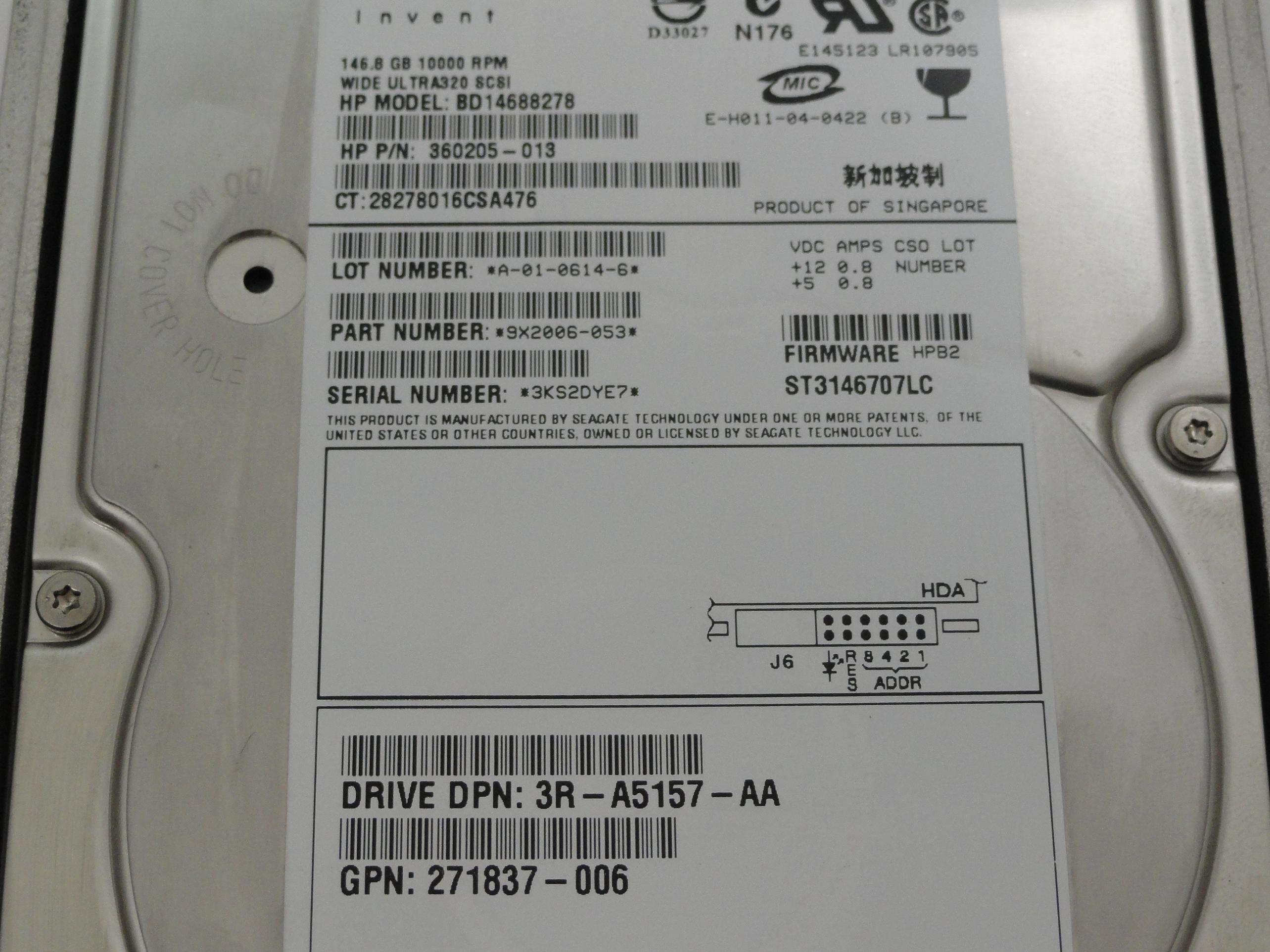 PR20356_9X2006-053_Seagate HP 146.8GB SCSI 80 Pin 10Krpm 3.5in HDD - Image3