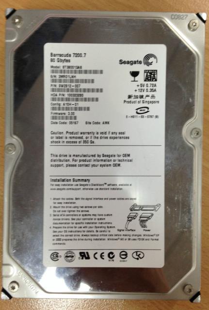 9W2812-007 - Sun Seagate 80GB SATA 7200rpm 3.5in HDD - USED