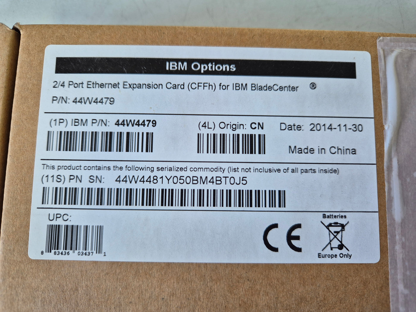 IBM 2/4 Port Ethernet Expansion Card (CFFh) for IBM BladeCenter ( 44W4479 44W4481 ) NOB