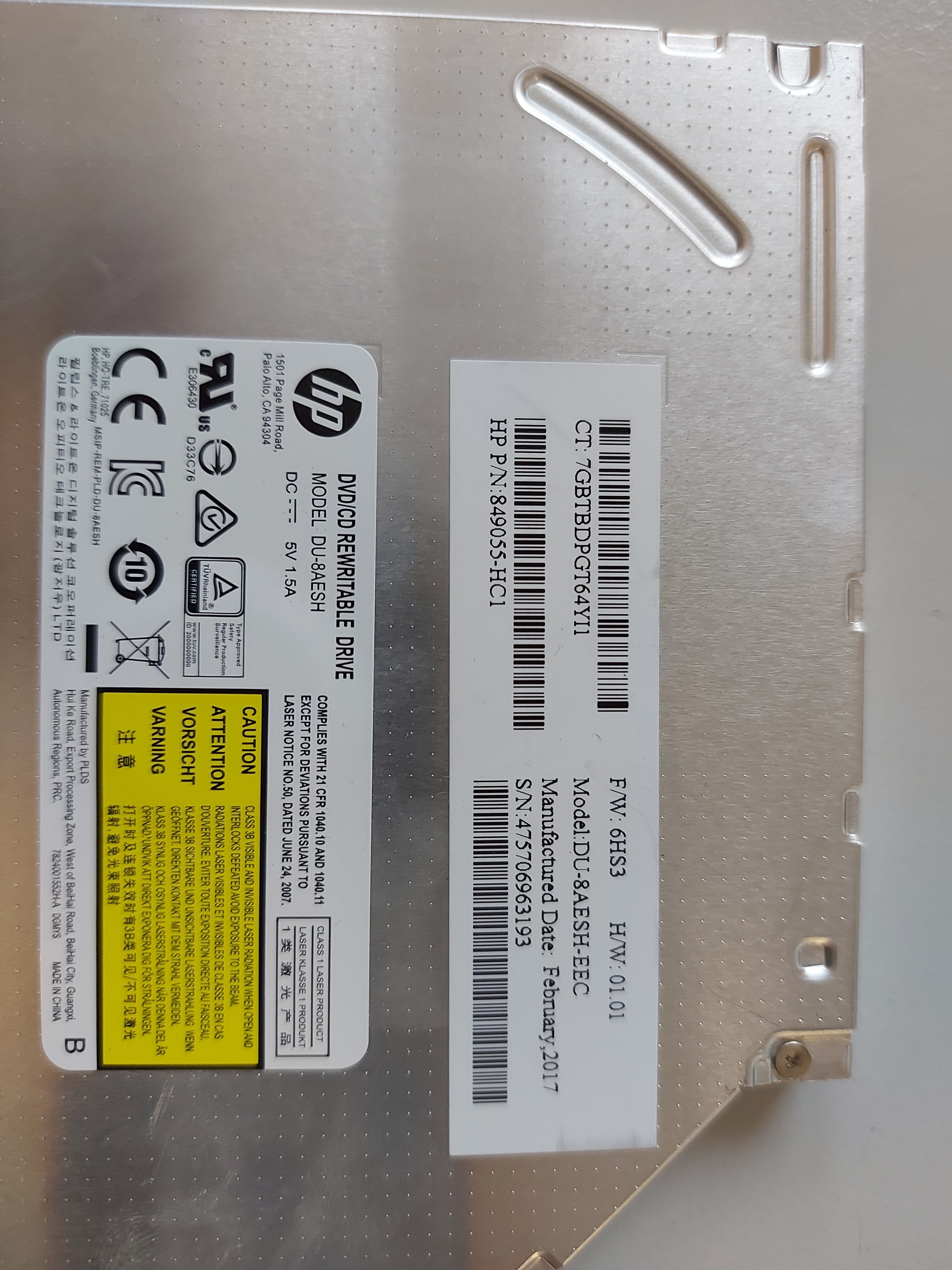 HP OMEN DU-8AESH-EEC DESKTOP SLIM-LINE DVD OPTICAL DRIVE 849055-HC1