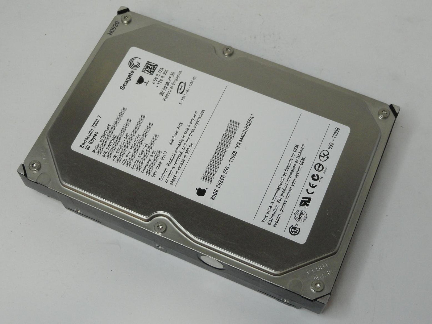 9W2812-042 - Seagate Apple 80GB SATA 7200rpm 3.5in HDD - Refurbished