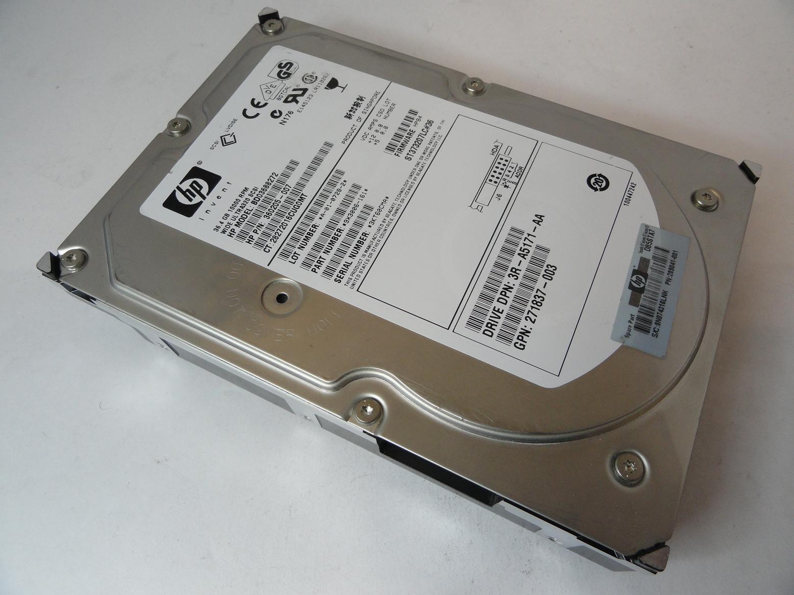 HP Seagate 36.4GB SCSI 80 Pin 10Krpm 3.5in HDD ( ST373207LC#36 9X3006-161 BD03688272 271837-003 360205-007 ) USED