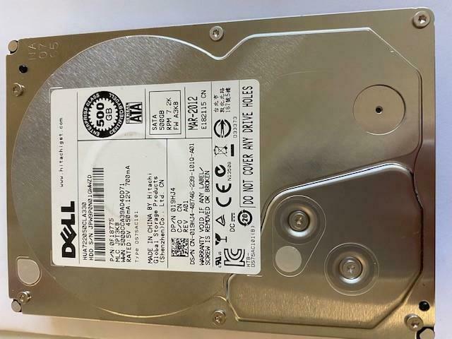 Dell Hitachi 500GB SATA 7200RPM 3.5" Hard Drive ( 0F18775 HUA722050CLA330 019HJ4 ) REF