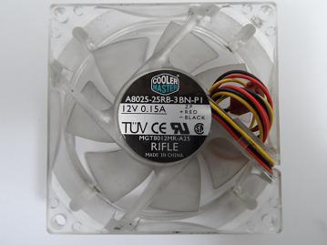 Cooler Master 12V 3-Pin 3-Wire DC Cooling Fan ( A8025-25RB-3BN-P1 MGT8012MR-A25 ) USED