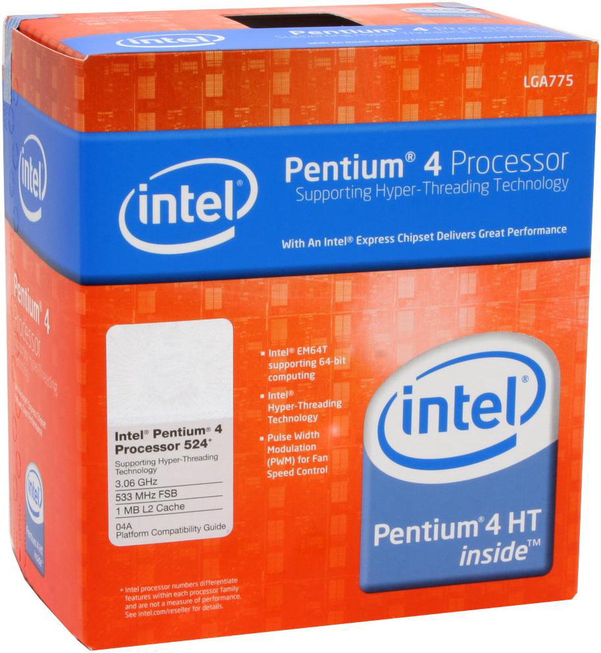 Intel Pentium 4 CPU 524+ 3.06GHz 533MHz FSB ( 881515 BX80547PE3066ESL9CA ) NOB