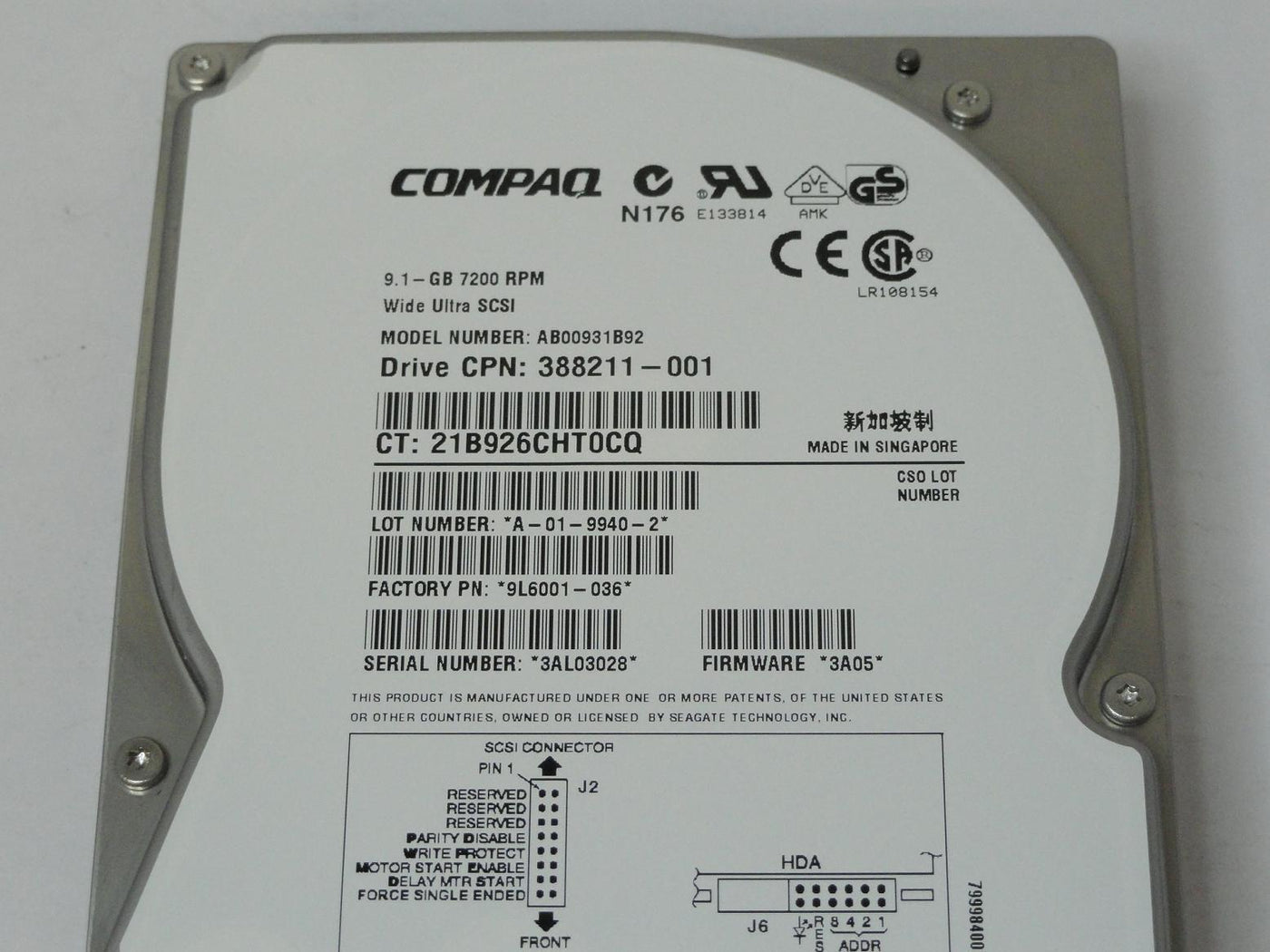 MC2226_9L6001-036_Compaq 9GB SCSI 80 Pin 3.5in HDD - Image3