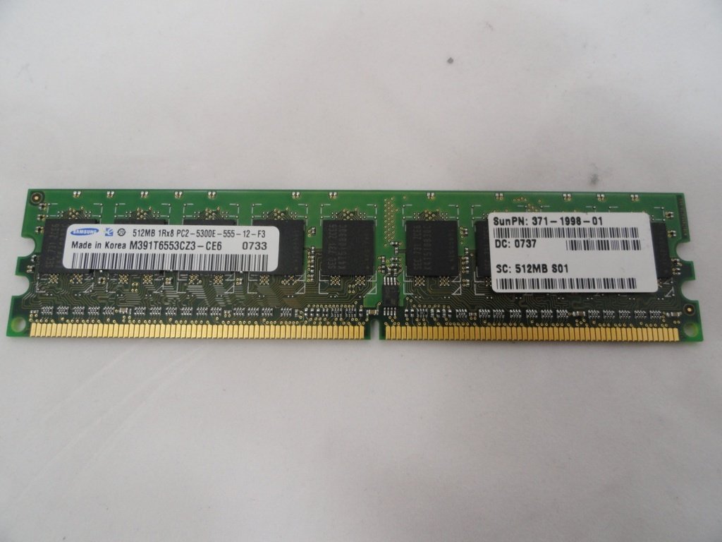 371-1998-01 - Sun / Micron 512MB 1RX8 PC2-5300E-12-F0 DDR2,667,CL5,ECC Memory - Refurbished