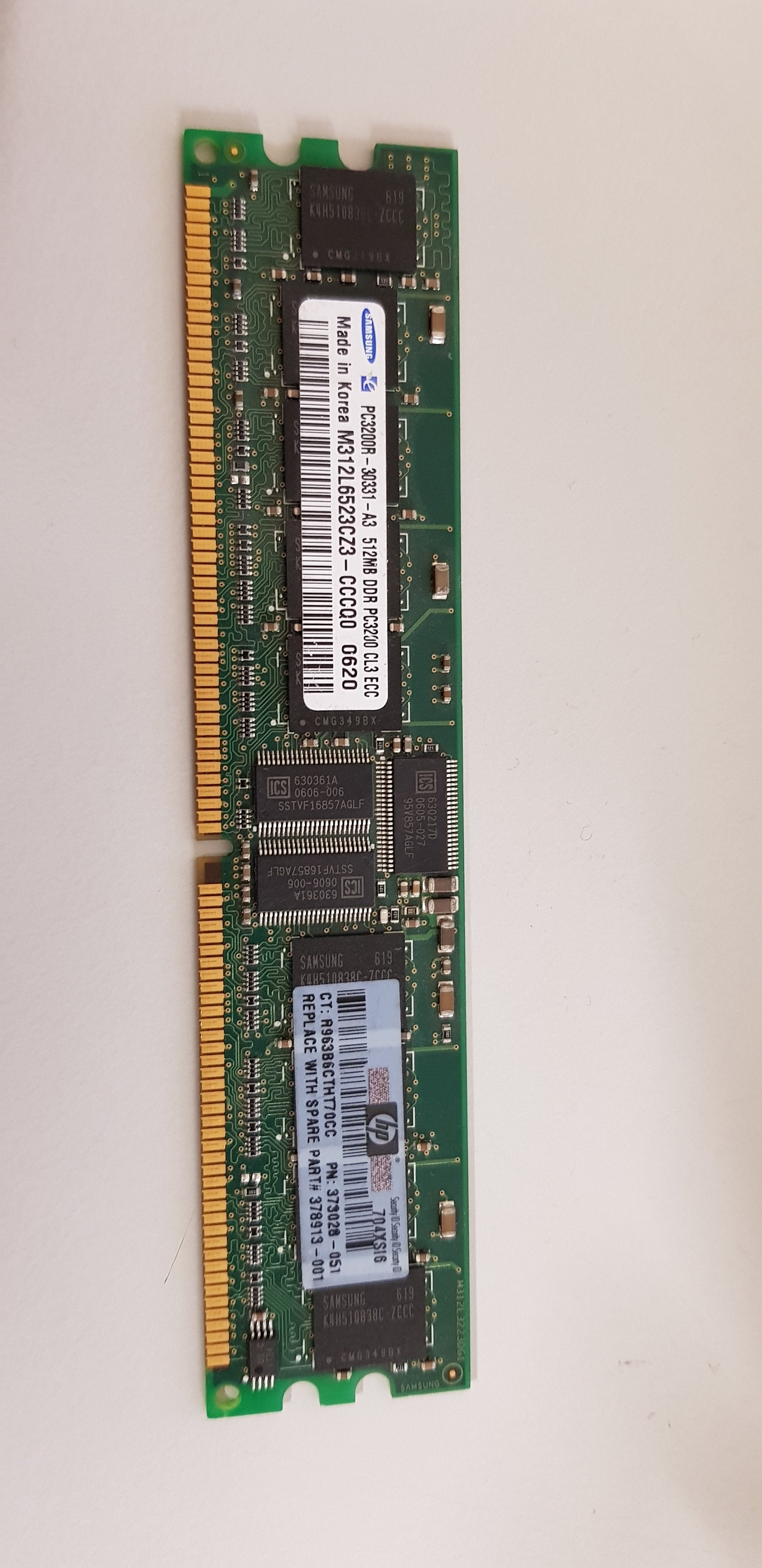 Samsung HP 512MB PC3200 DDR-400MHz ECC Registered CL3 184-Pin DIMM ( M312L6523C23-CCCQ0 373028-051 ) REF