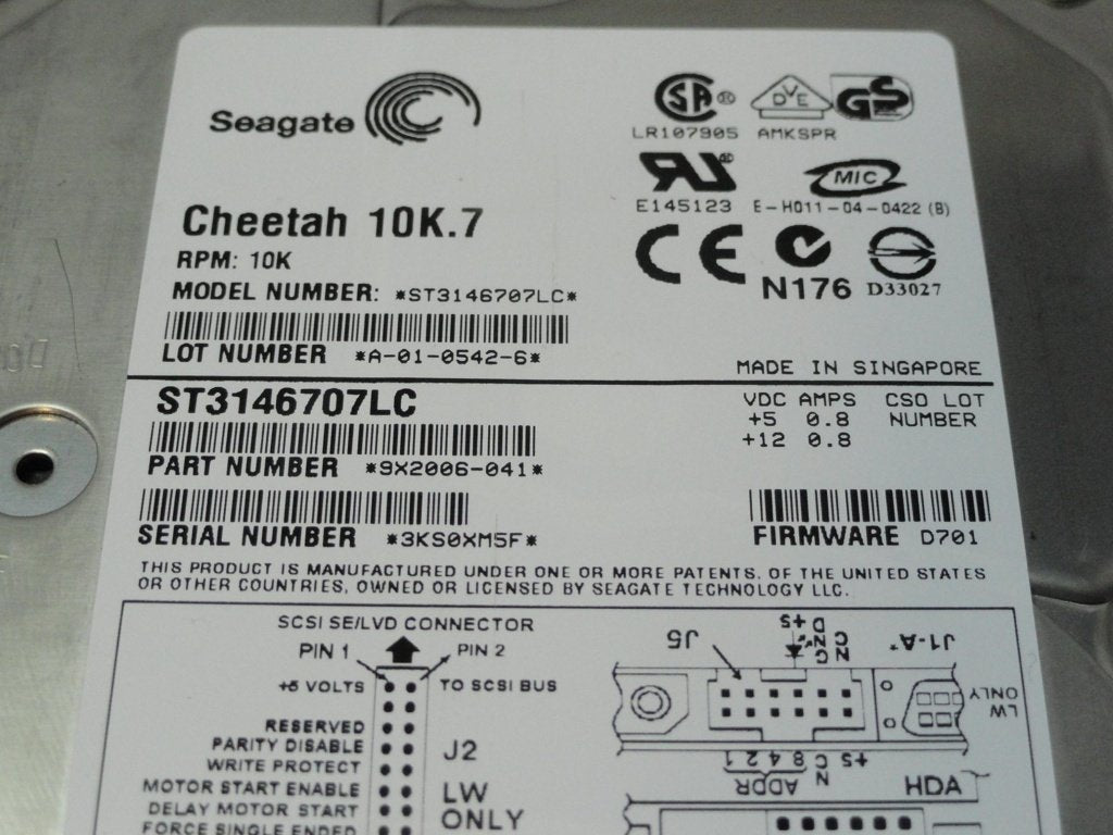 PR21896_9X2006-041_Seagate 146Gb SCSI 80 Pin 10Krpm 3.5in HDD - Image2