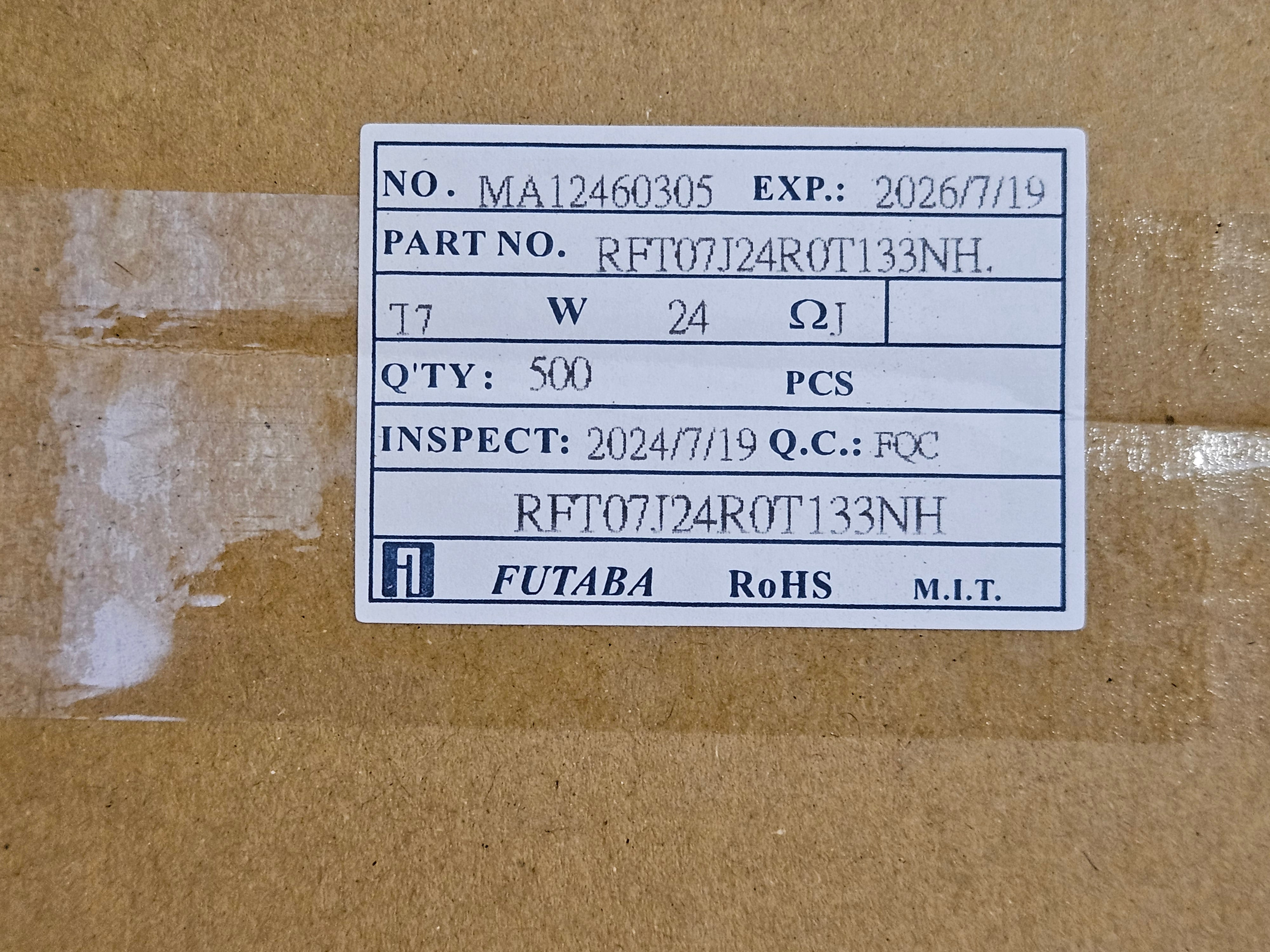 Futaba ceramic core wire wound thermal fuse - Built in resistance 24R 5% ( RFT07 240HM RFT07J24R0T133NH ) NEW