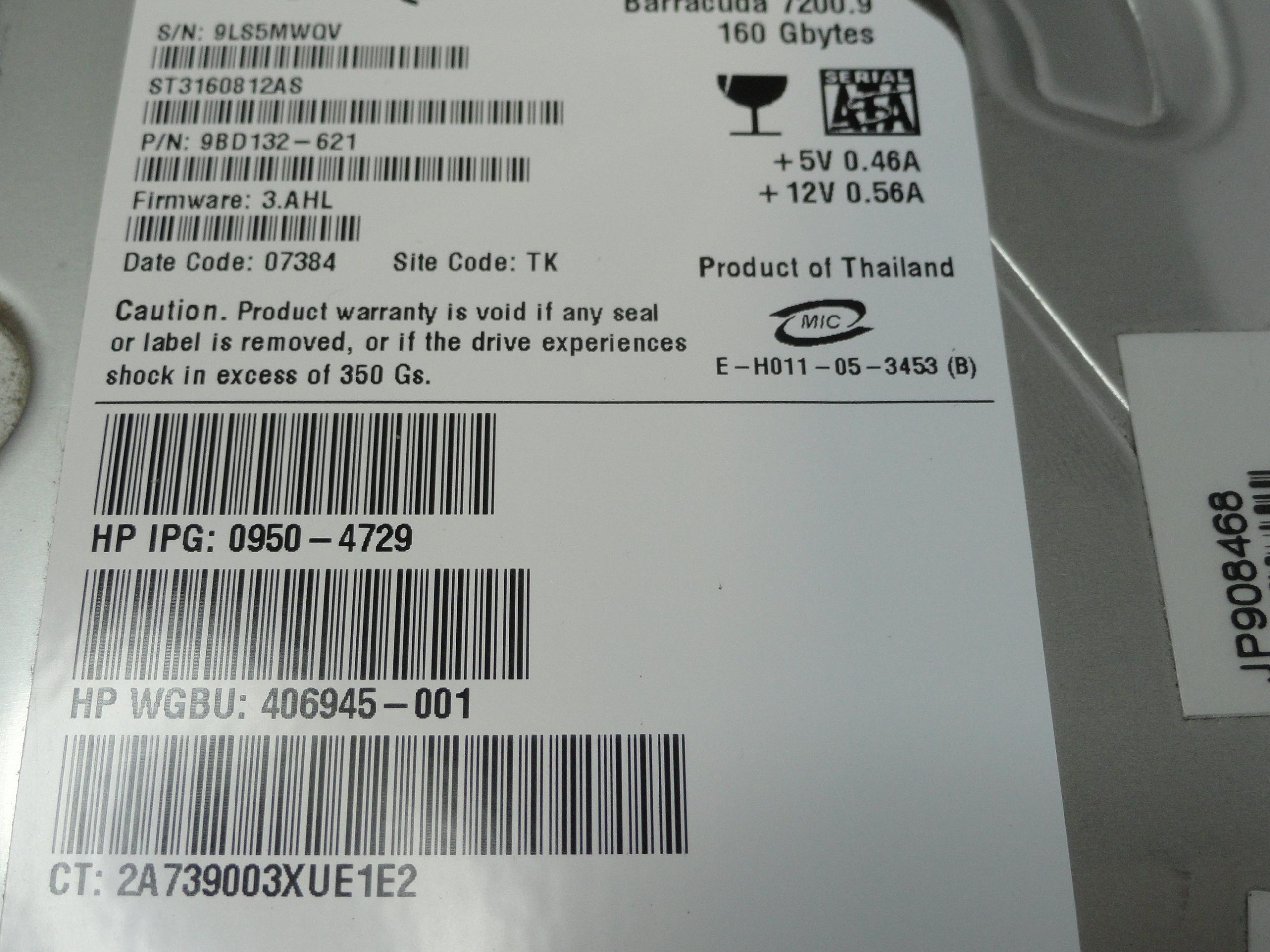 PR20749_9BD132-621_Seagate HP 160Gb SATA 7200rpm 3.5in HDD - Image3