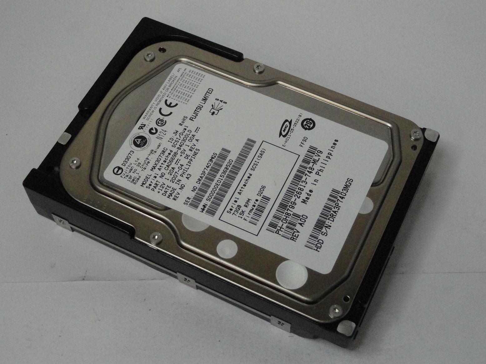 CA06698-B40300LD - Fujitsu Dell 73GB SAS 15Krpm 3.5in HDD - Refurbished