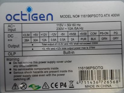 PR15760_116196PSOTG_Octigen 116196PSOTG ATX 400W PSU - Image3