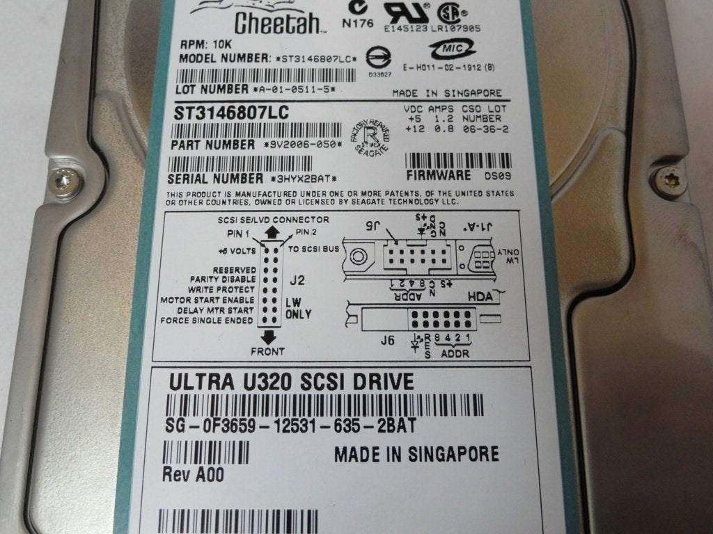 9V2006-050 - Seagate Dell 146Gb SCSI 80 Pin 10Krpm 3.5in Certified Refurbished HDD - Refurbished