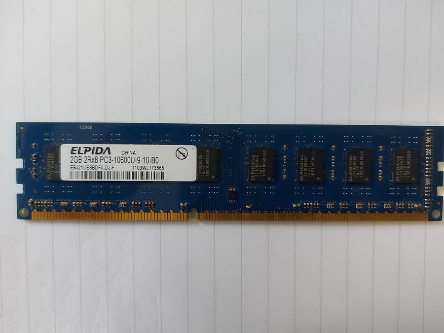 Elpida/HP 2GB 240p PC3-10600 CL9 16c 128x8 DDR3-1333 2Rx8 1.5V UDIMM (EBJ21UE8BDF0-DJ-F 497157-D88)