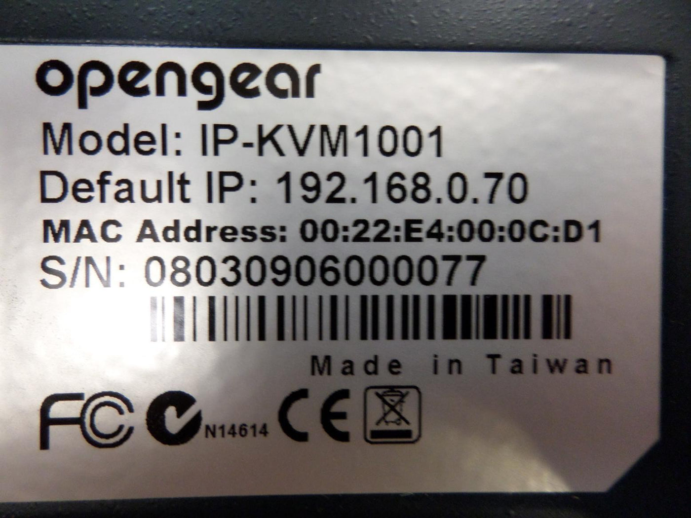 Opengear 1 Port KVM over IP Switch ( IP-KVM1001 IP-KVM1001    Opengear )