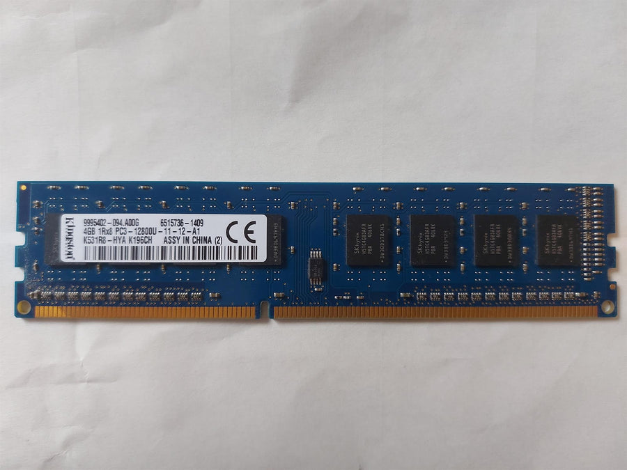 Kingston 4GB PC3-12800 DDR3-1600MHz non-ECC Unbuffered CL11 240-Pin DIMM Single Rank Memory Module (K531R8-HYA 9995402-094.A00G)