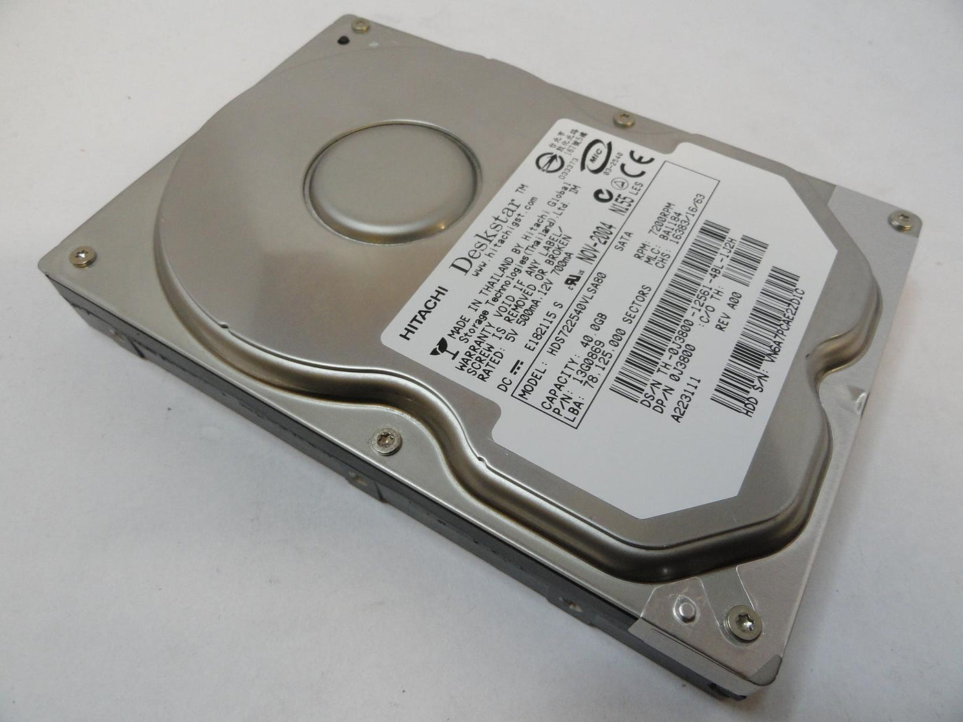 13G0869 - Hitachi Dell 40GB SATA 7200rpm 3.5in Deskstar HDD - USED