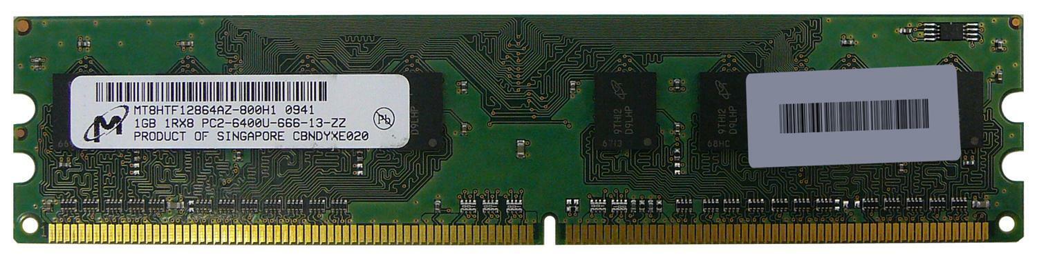 Micron 1GB PC2-6400 DDR2-800MHz non-ECC Unbuffered CL6 240-Pin DIMM ( MT8HTF12864AZ-800H1 ) REF