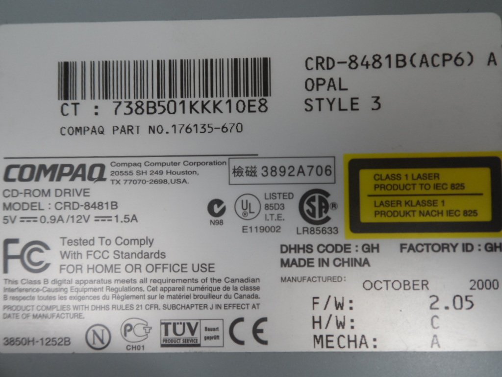 Compaq 48x CD-ROM Drive ( CRD-8481B   Compaq PN 176135-670 )