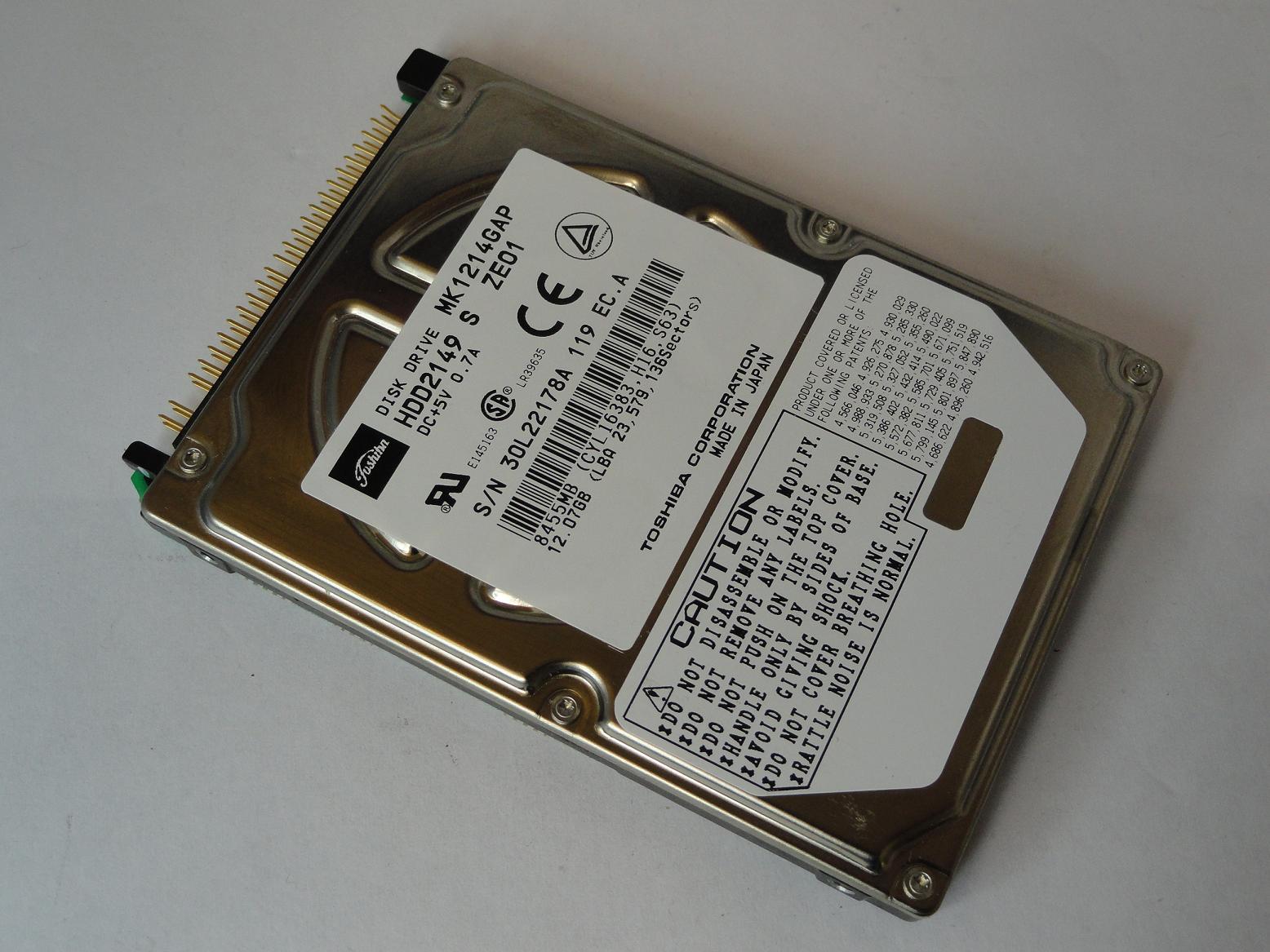 HDD2149 - Toshiba 12Gb IDE 4200rpm 2.5in Laptop HDD - Refurbished