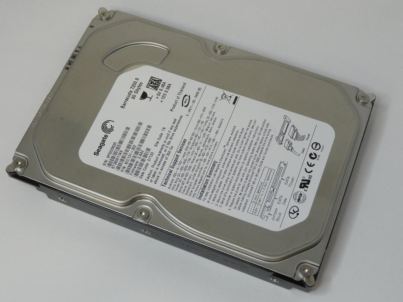 9CC131-302 - Seagate 80GB Sata 7200rpm 3.5in Barracuda 7200.9 HDD - Refurbished