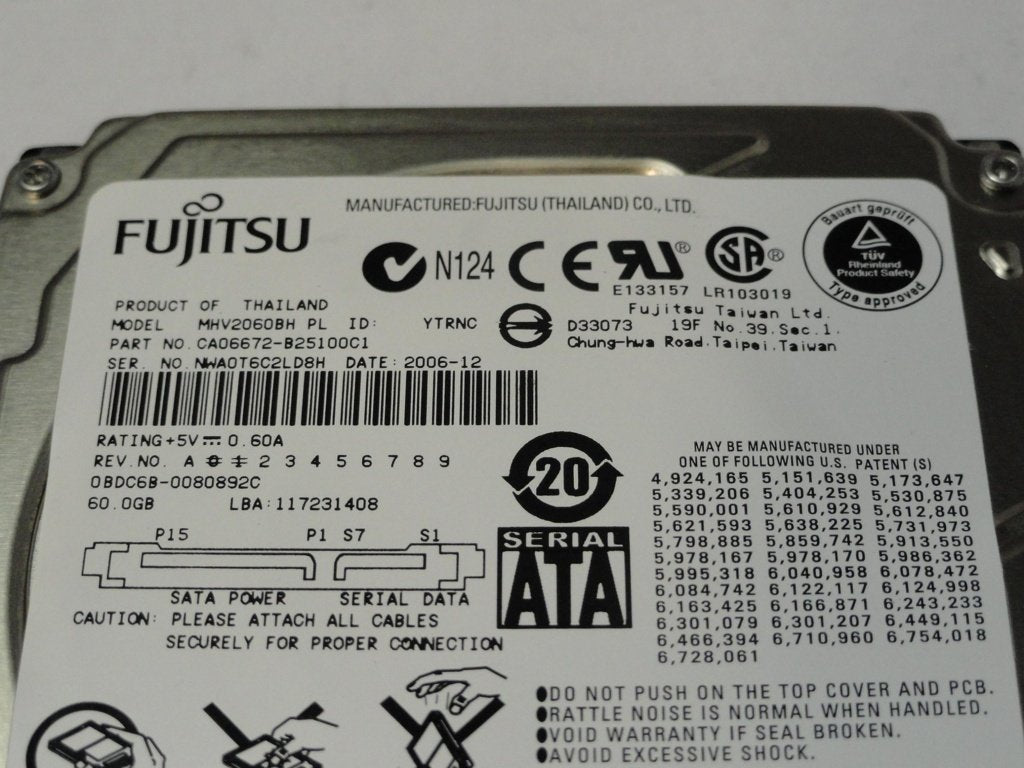PR20184_CA06672-B25100C1_Fujitsu HP 60Gb SATA 5400rpm 2.5in HDD - Image2