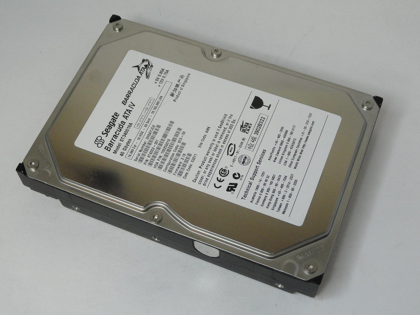 Seagate 40GB IDE 7200rpm 3.5in HDD ( 9T6002-301 ST340016A ) USED