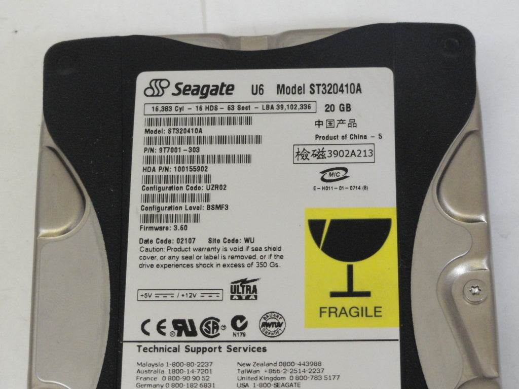 Seagate 20GB IDE 3.5" 5400RPM HDD ( 9T7001-331 ST320410A ) USED