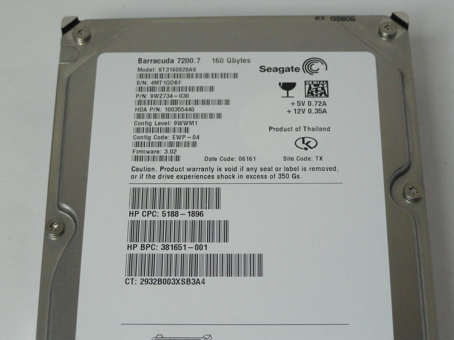 PR25670_9W2734-030_Seagate HP 160GB SATA 7200rpm 3.5in HDD - Image3