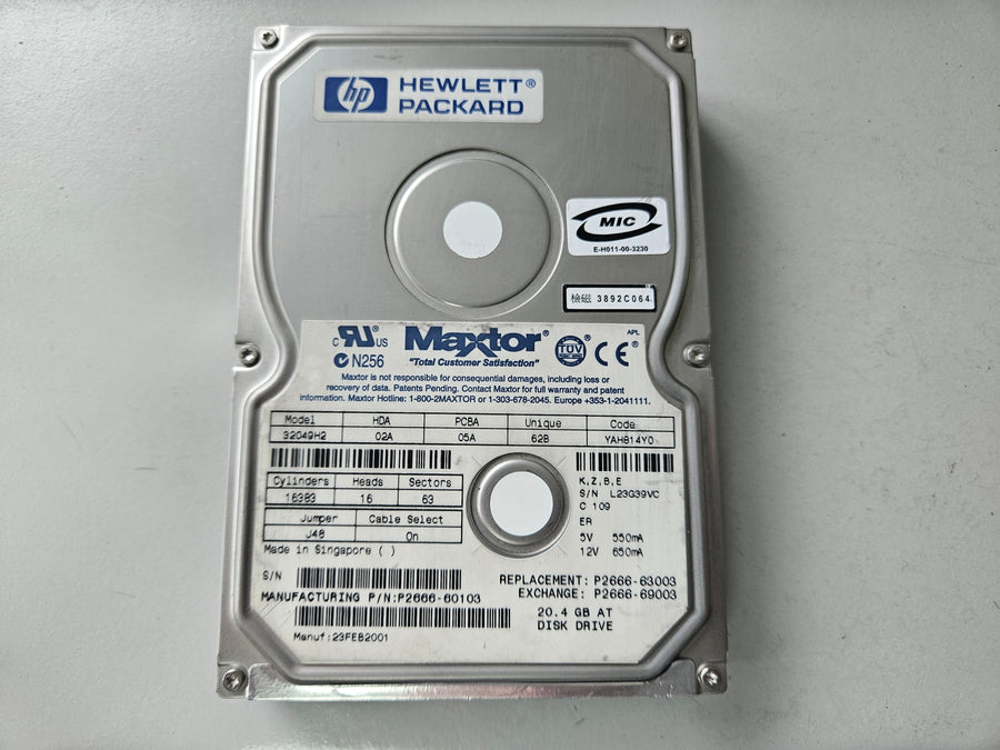 Maxtor HP DiamondMax VL 40 20.4GB 5400RPM ATA-100 3.5in HDD ( 32049H2 P2666-60103 P2666-63003 P2666-69003 ) USED