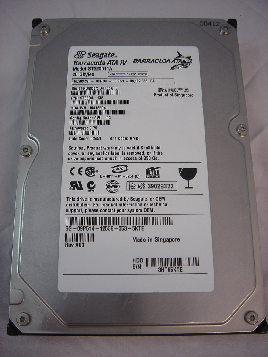 9T6004-132 - Seagate Dell 20GB IDE 7200rpm 3.5in Barracuda ATA IV HDD - USED