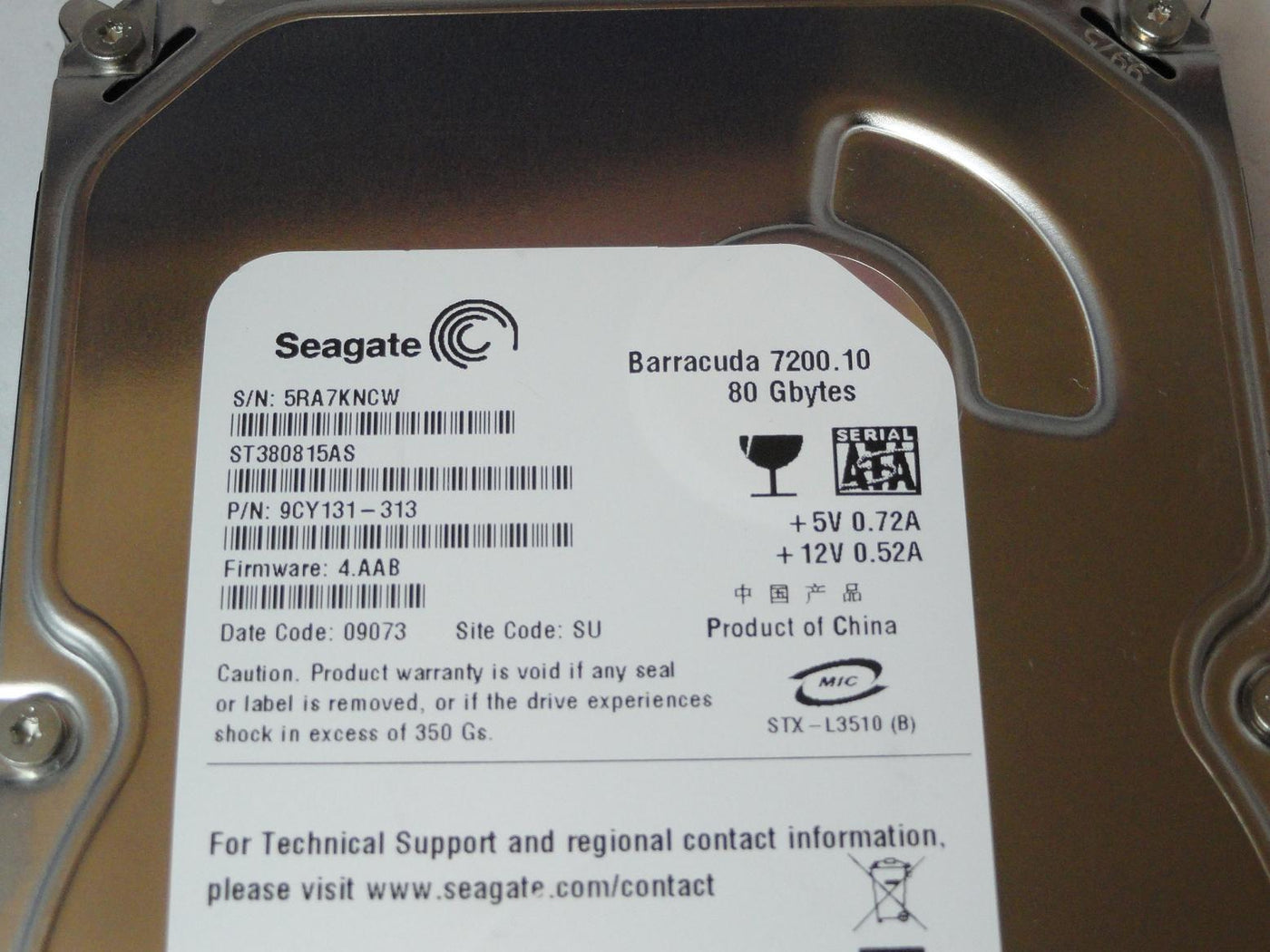 PR04778_9CY131-313_Seagate 80GB SATA 7200rpm 3.5in HDD - Image2