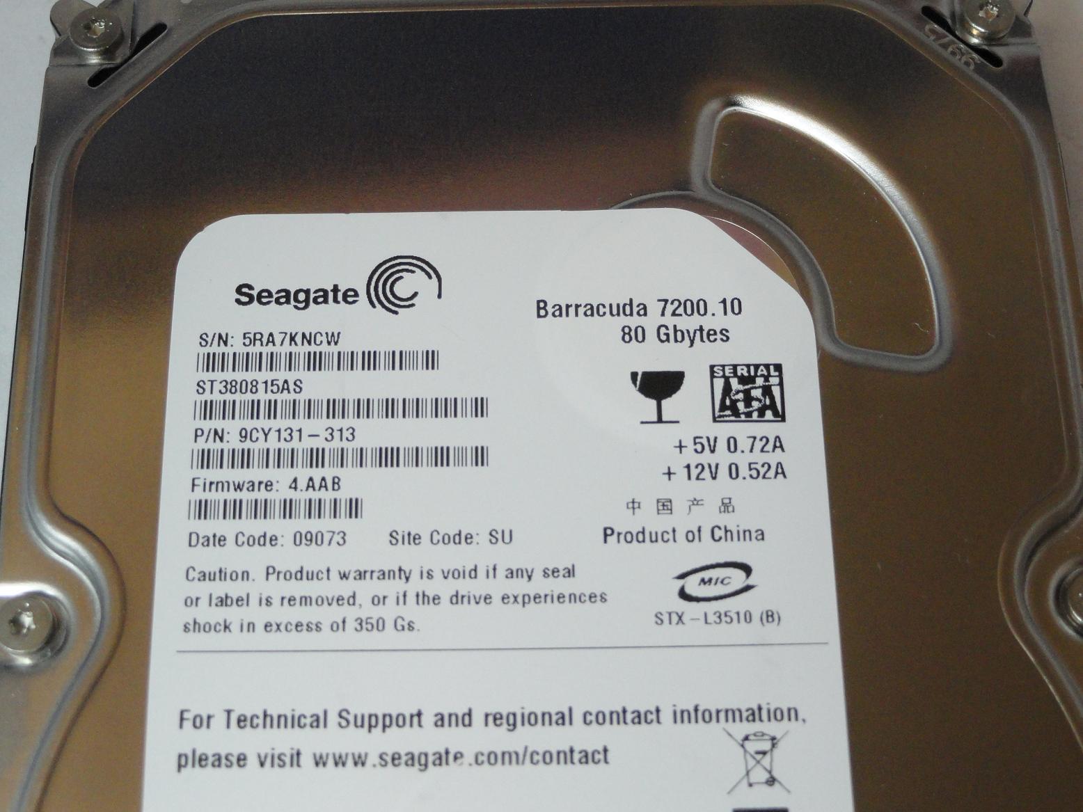 PR04778_9CY131-313_Seagate 80GB SATA 7200rpm 3.5in HDD - Image2